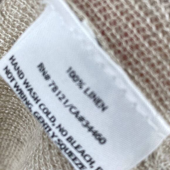 EILEEN FISHER Sweater Small Linen Cardigan Vest Button Front Sleeveless Beige - Picture 8 of 14